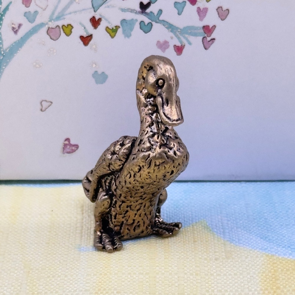 BG23 Brass Fowl Duck Figurine Gold Miniature Bird Sculpture Small Animal